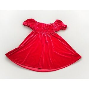 Sugar & Jade Red Velvet Empire Waist Puff‎ Sleeve Mini Holiday Dress Large L2024